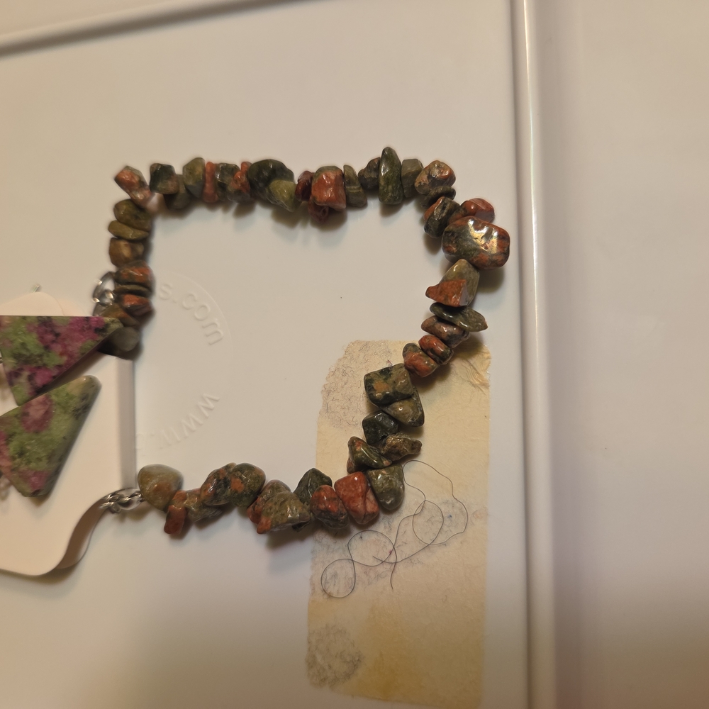 Natural Stone Beaded Necklace And Earring Set